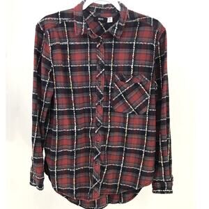 BDG Red Black Plaid Flannel Button Down Shirt Womens M